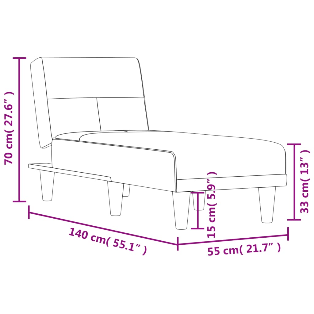 vidaXL Chaise Longue Chair Reclining Chaise Sofa for Living Room Office Velvet-19