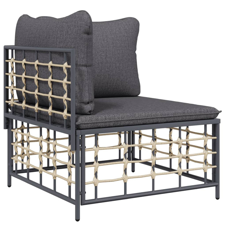 vidaXL 9 Piece Patio Lounge Set with Cushions Anthracite Poly Rattan-2