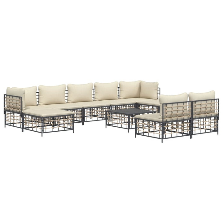 vidaXL Patio Furniture Set 10 Piece Sectional Sofa with Cushions Poly Rattan-9