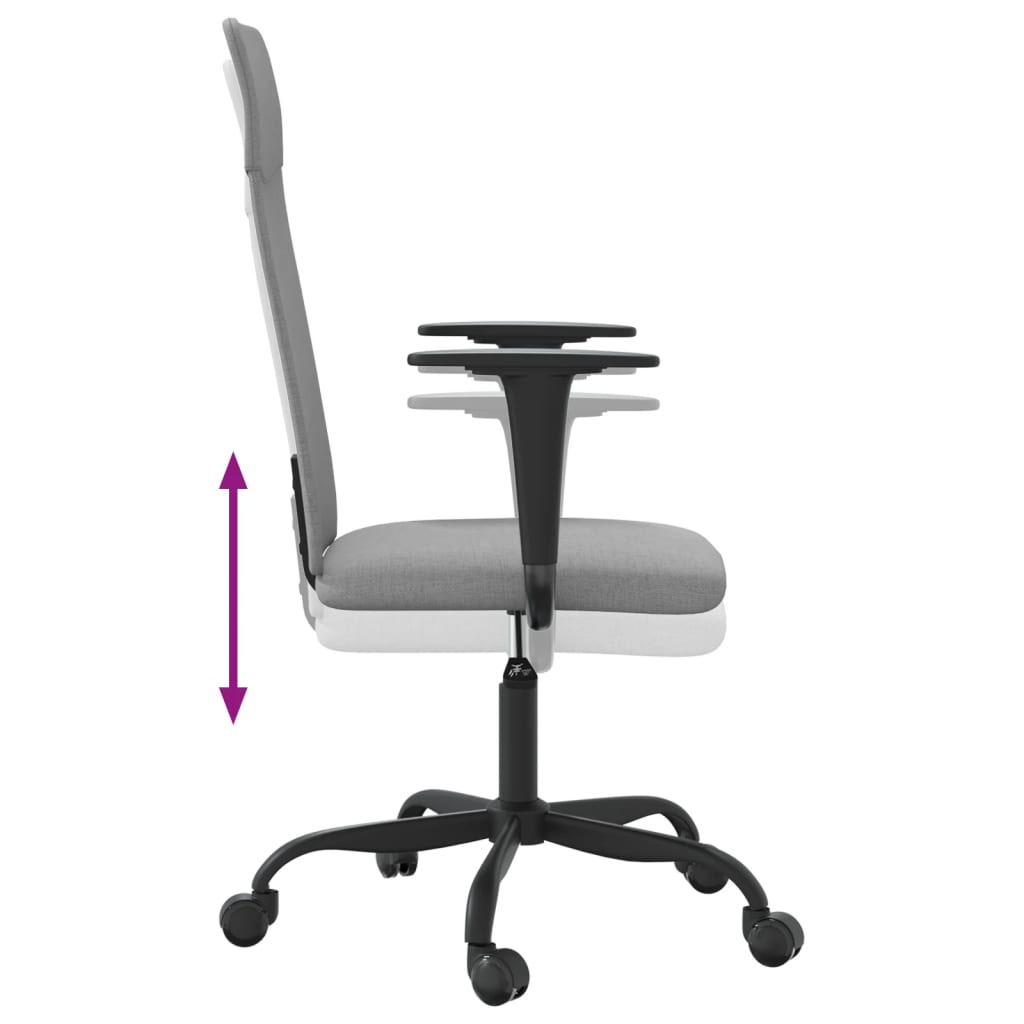 vidaXL Office Chair Rolling Office Computer Desk Chair with Armrest Fabric-13