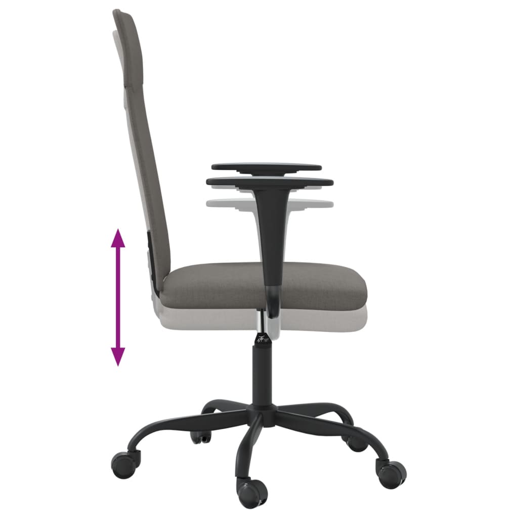 vidaXL Office Chair Rolling Office Computer Desk Chair with Armrest Fabric-6