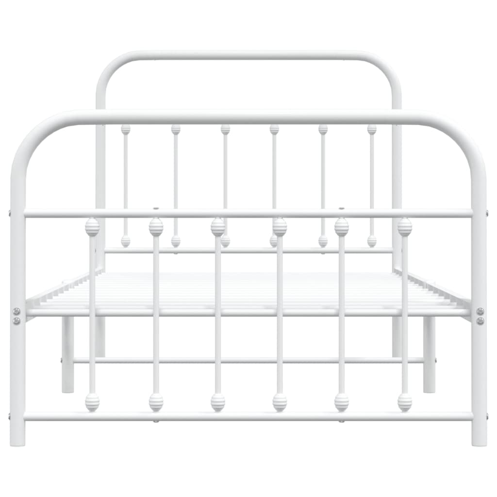 vidaXL Metal Bed Frame with Headboard and Footboard White 39.4"x74.8" Twin-6