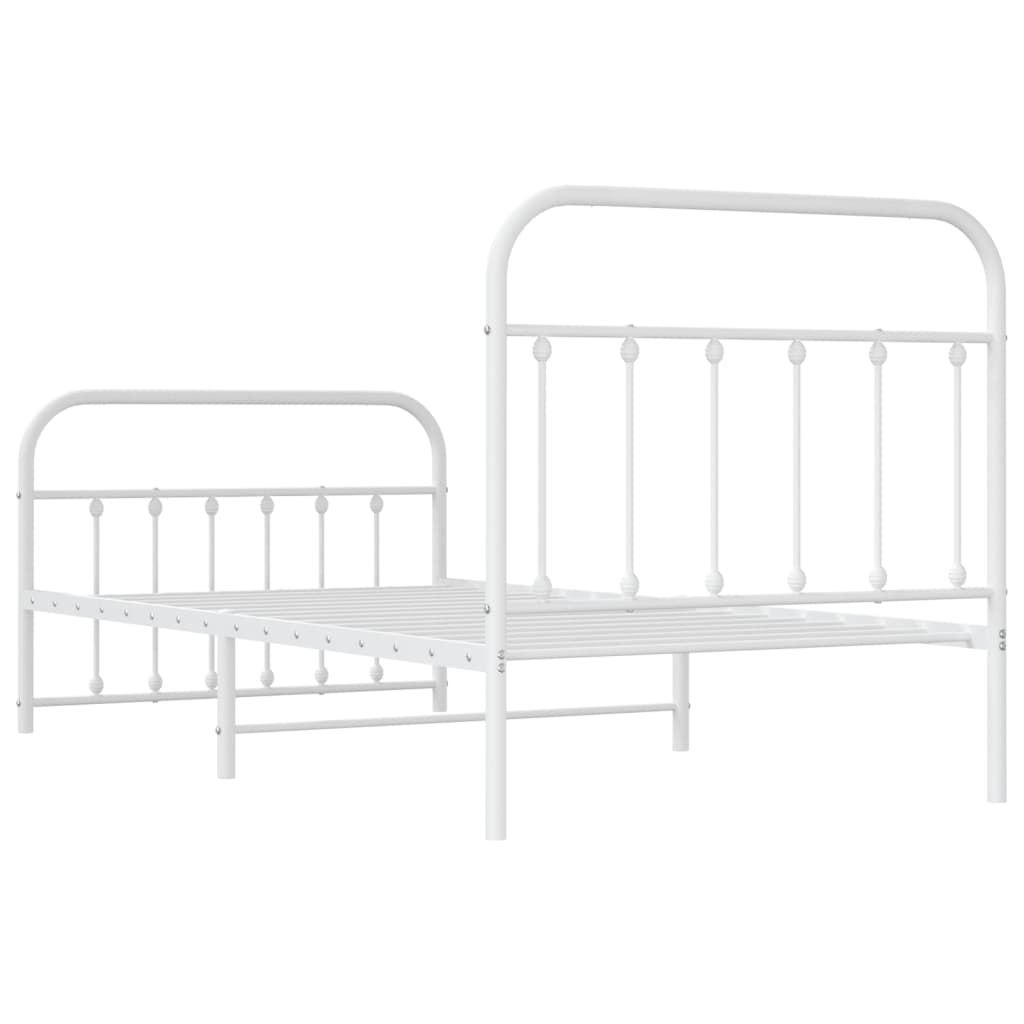 vidaXL Metal Bed Frame with Headboard and Footboard White 39.4"x74.8" Twin-8