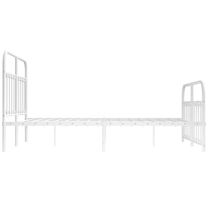 vidaXL Metal Bed Frame with Headboard and Footboard White 53.1"x74.8"-7