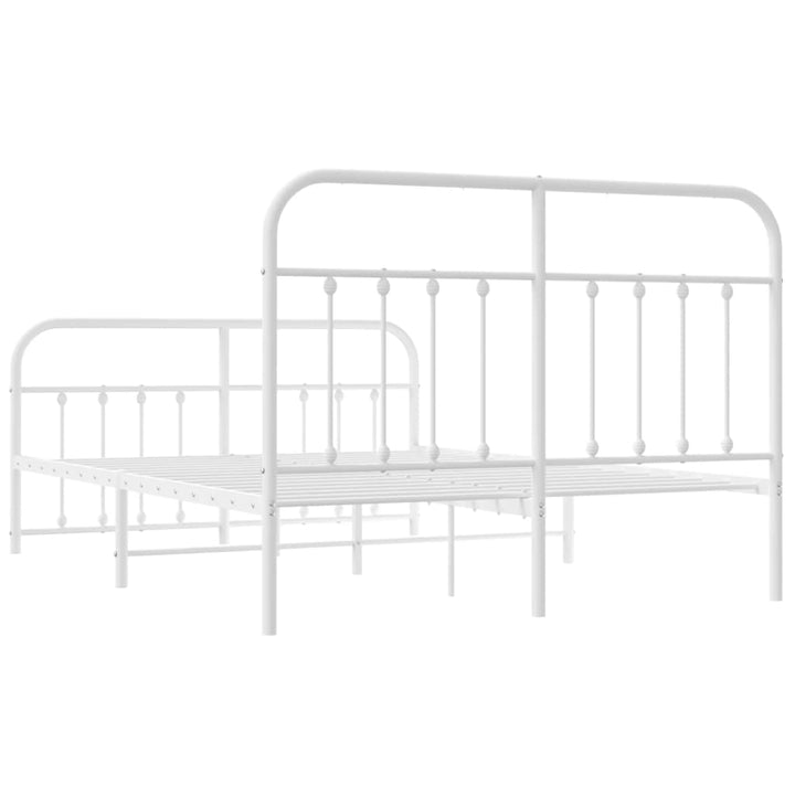 vidaXL Metal Bed Frame with Headboard and Footboard White 53.1"x74.8"-8