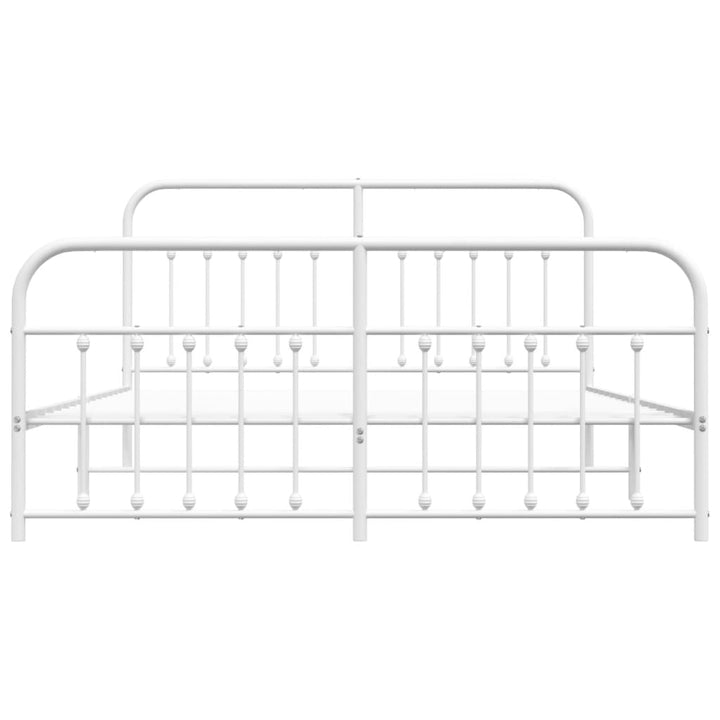 vidaXL Metal Bed Frame with Headboard&Footboard White 72"x83.9" California King-6