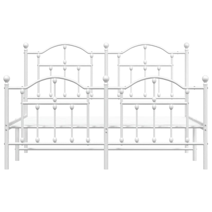 vidaXL Metal Bed Frame with Headboard and Footboard White 59.1"x78.7"-3