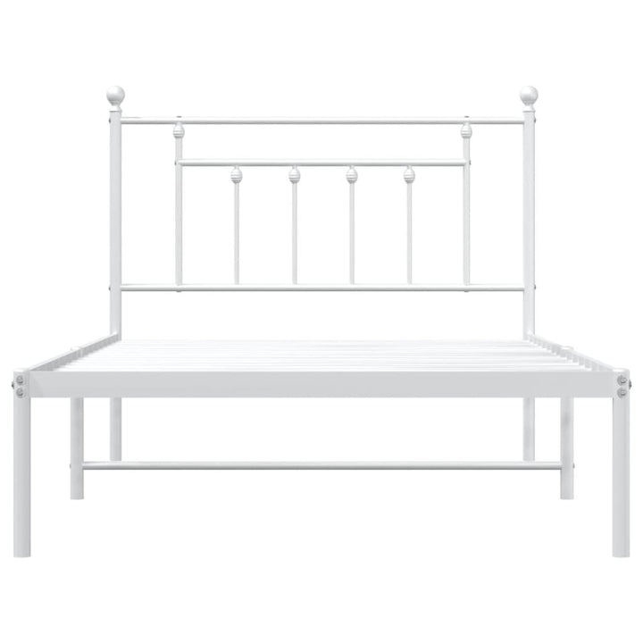 vidaXL Metal Bed Frame with Headboard White 39.4"x78.7"-6