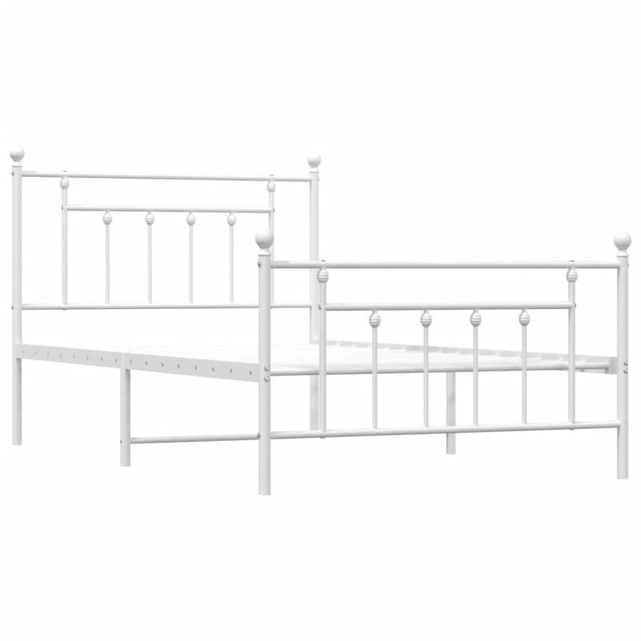 vidaXL Metal Bed Frame with Headboard and Footboard White 39.4"x78.7"-5
