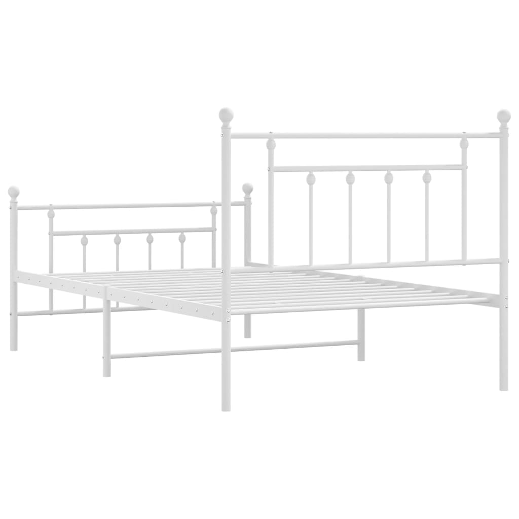 vidaXL Metal Bed Frame with Headboard and Footboard White 39.4"x78.7"-8