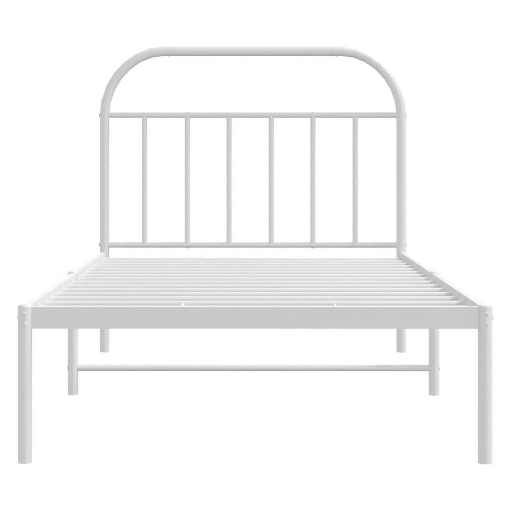 vidaXL Metal Bed Frame with Headboard White 39.4"x74.8" Twin-6