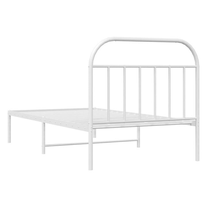 vidaXL Metal Bed Frame with Headboard White 39.4"x78.7"-8