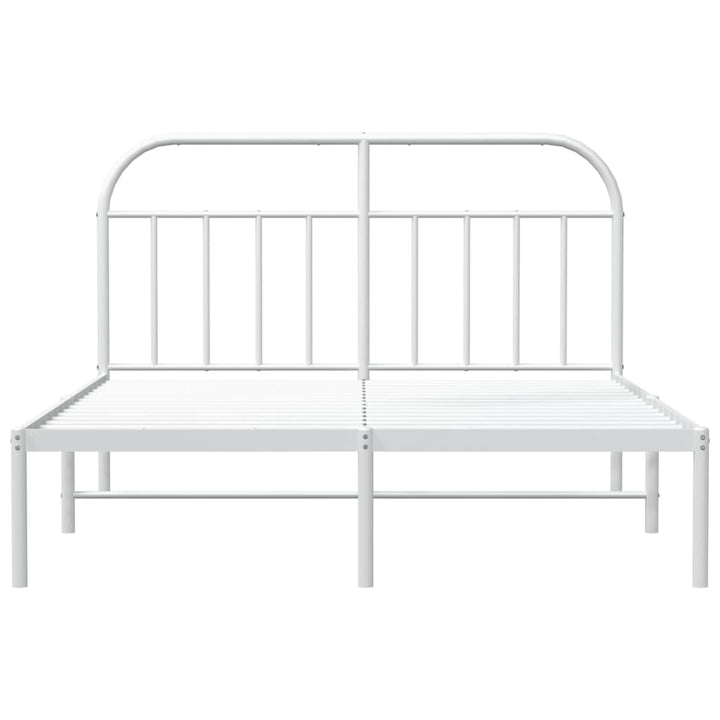 vidaXL Metal Bed Frame with Headboard White 59.8"x78.7"-6