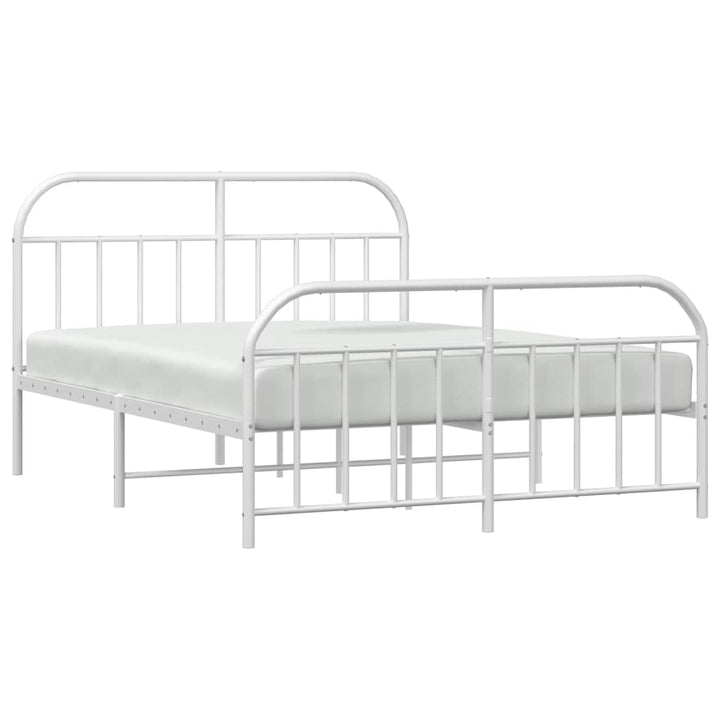 vidaXL Metal Bed Frame with Headboard and Footboard White 59.8"x78.7"-4
