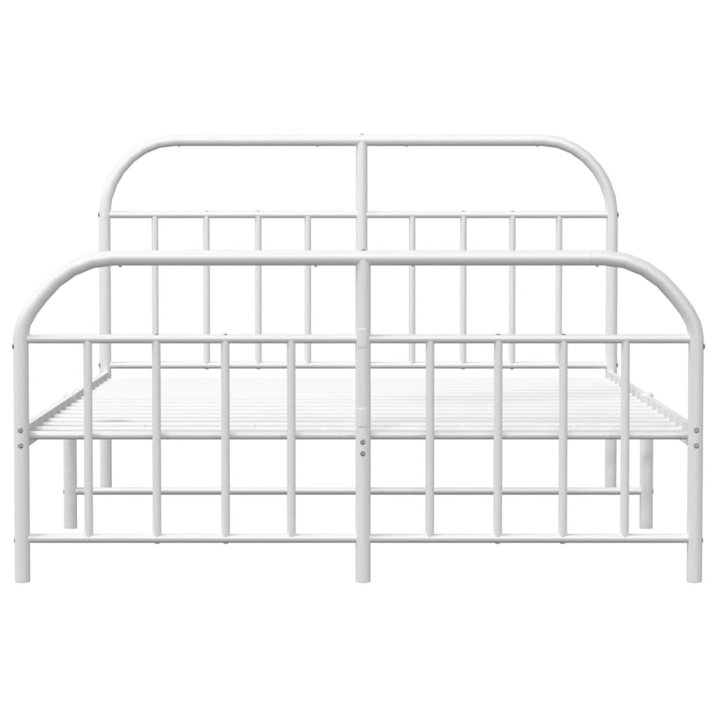 vidaXL Metal Bed Frame with Headboard and Footboard White 59.8"x78.7"-6