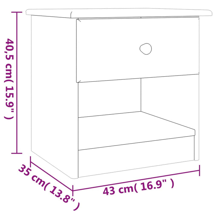 vidaXL Bedside Cabinet ALTA 16.9"x13.8"x15.9" Solid Wood Pine-6