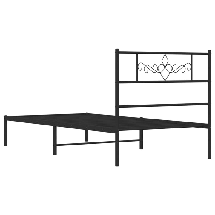 vidaXL Metal Bed Frame with Headboard Black 39.4"x78.7"-5
