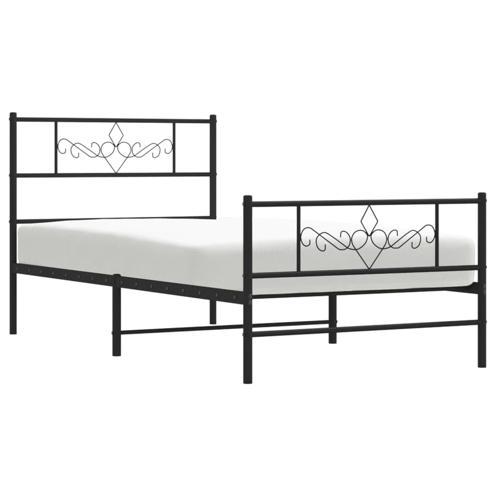 vidaXL Metal Bed Frame with Headboard and Footboard Black 39.4"x78.7"-1