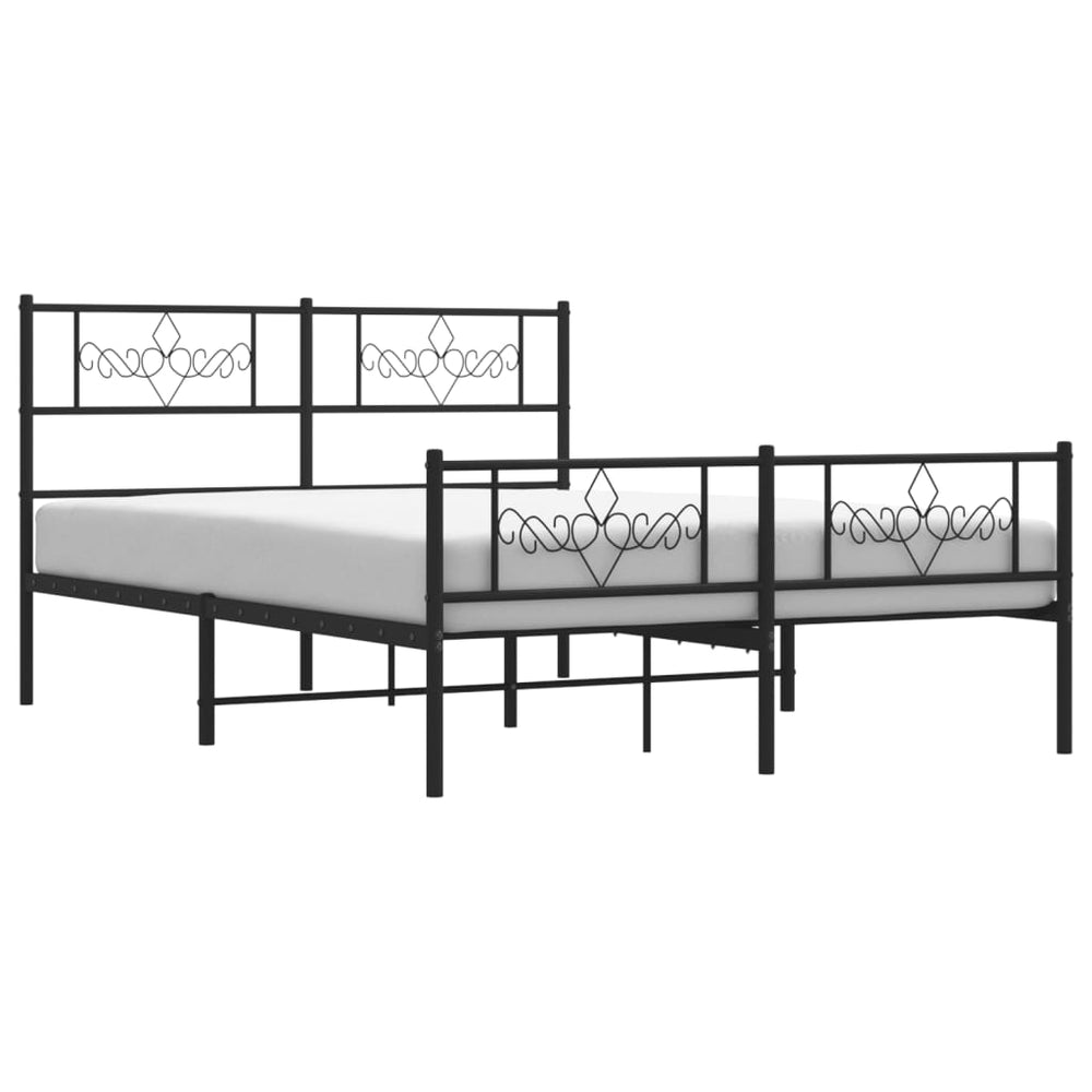 vidaXL Metal Bed Frame with Headboard and Footboard Black 59.1"x78.7"-1