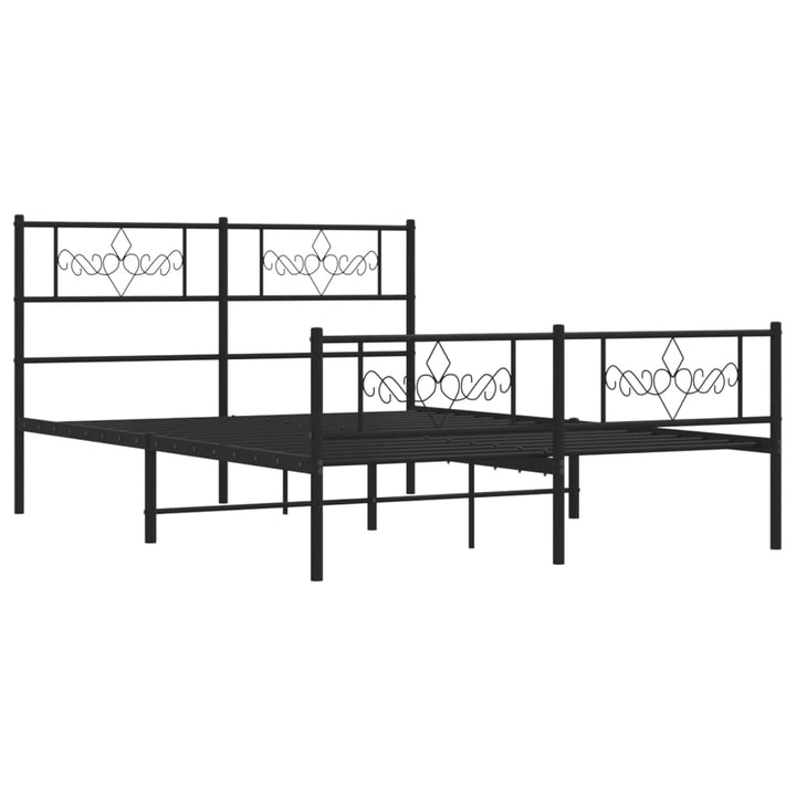 vidaXL Metal Bed Frame with Headboard and Footboard Black 59.1"x78.7"-3