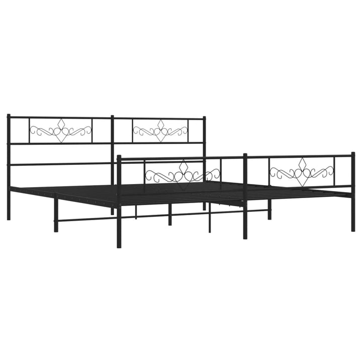 vidaXL Metal Bed Frame with Headboard and Footboard Black 76"x79.9" King-3