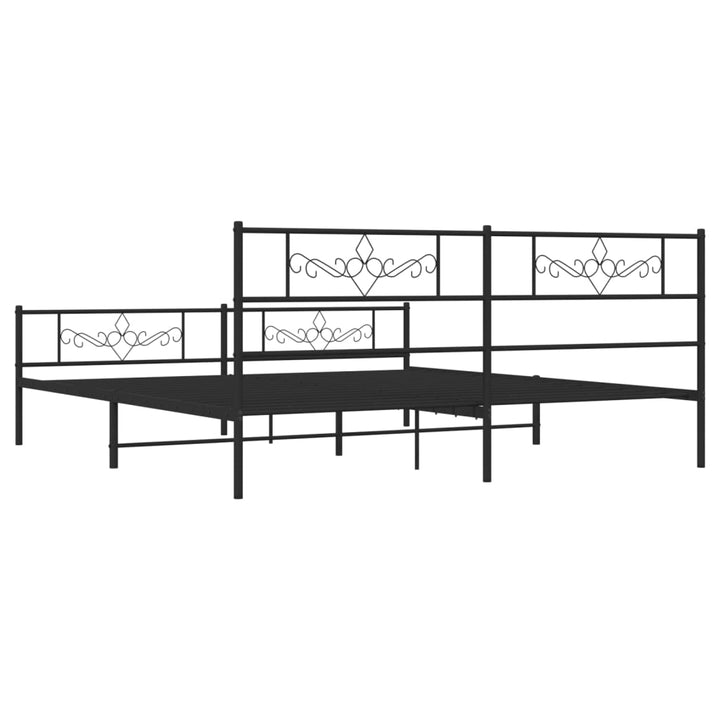 vidaXL Metal Bed Frame with Headboard and Footboard Black 76"x79.9" King-5