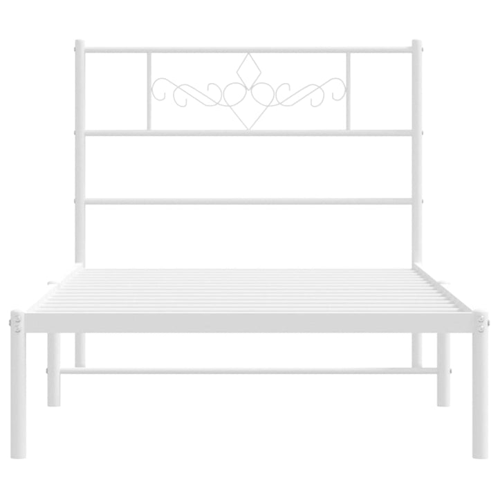 vidaXL Metal Bed Frame with Headboard White 39.4"x78.7"-2