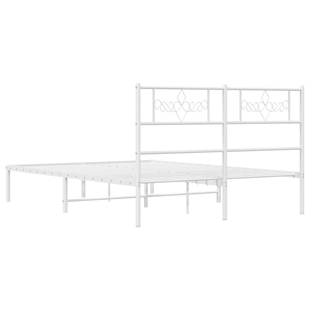 vidaXL Metal Bed Frame with Headboard White 53.1"x74.8"-5