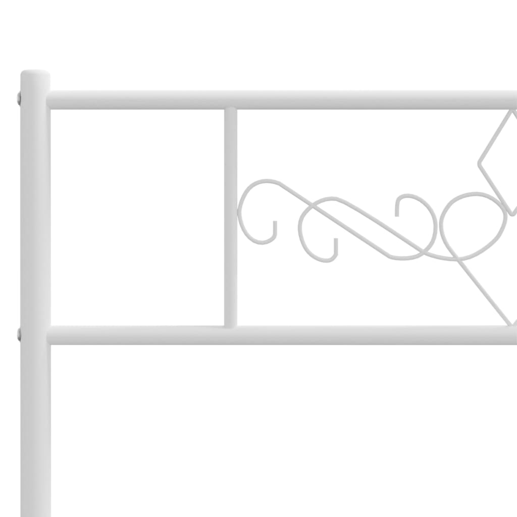 vidaXL Metal Bed Frame with Headboard White 53.1"x74.8"-6