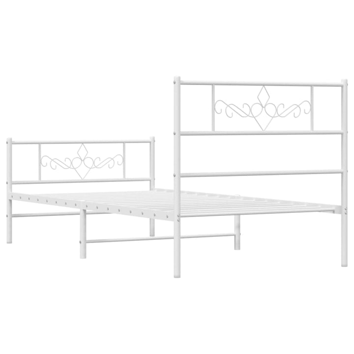 vidaXL Metal Bed Frame with Headboard and Footboard White 39.4"x74.8" Twin-5