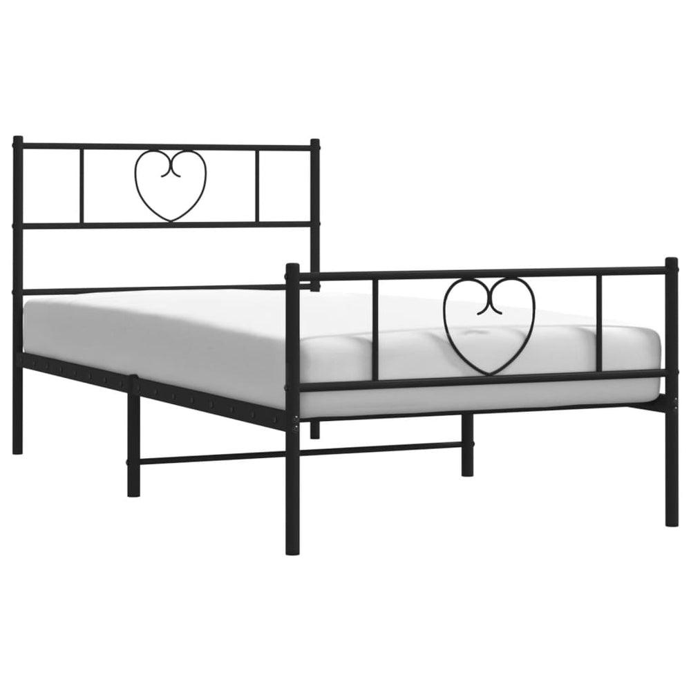 vidaXL Metal Bed Frame with Headboard and Footboard Black 39.4"x74.8" Twin-1