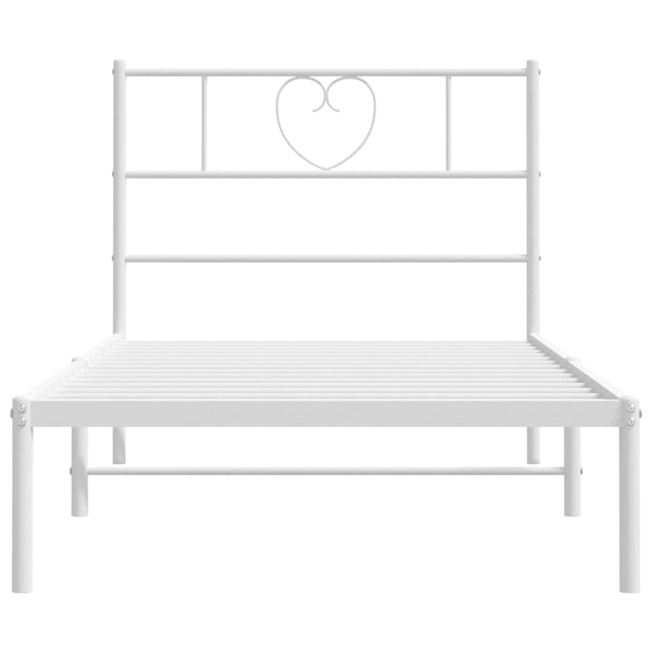 vidaXL Metal Bed Frame with Headboard White 39.4"x78.7"-2