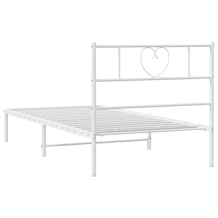 vidaXL Metal Bed Frame with Headboard White 39.4"x78.7"-5