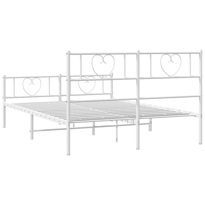 vidaXL Metal Bed Frame with Headboard and Footboard White 53.1"x74.8"-5