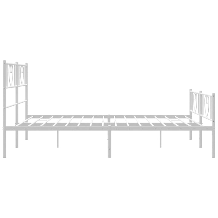 vidaXL Metal Bed Frame with Headboard and Footboard White 59.1"x78.7"-4