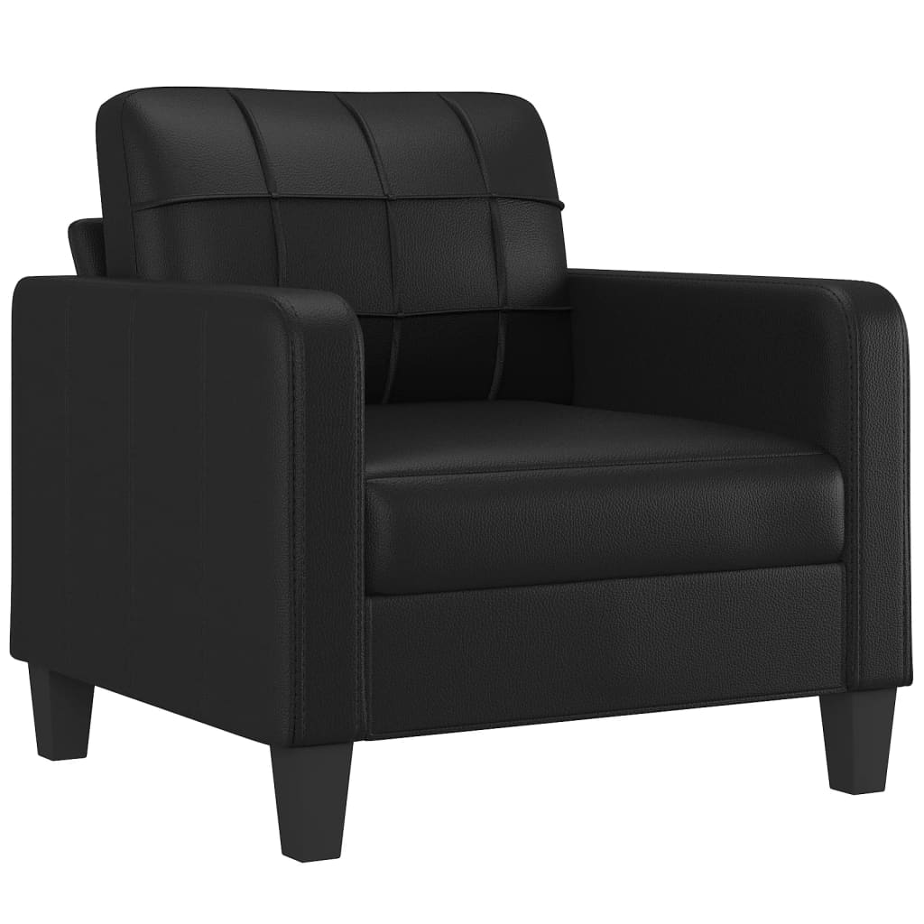 vidaXL Sofa Chair with Footstool Black 23.6" Faux Leather-4