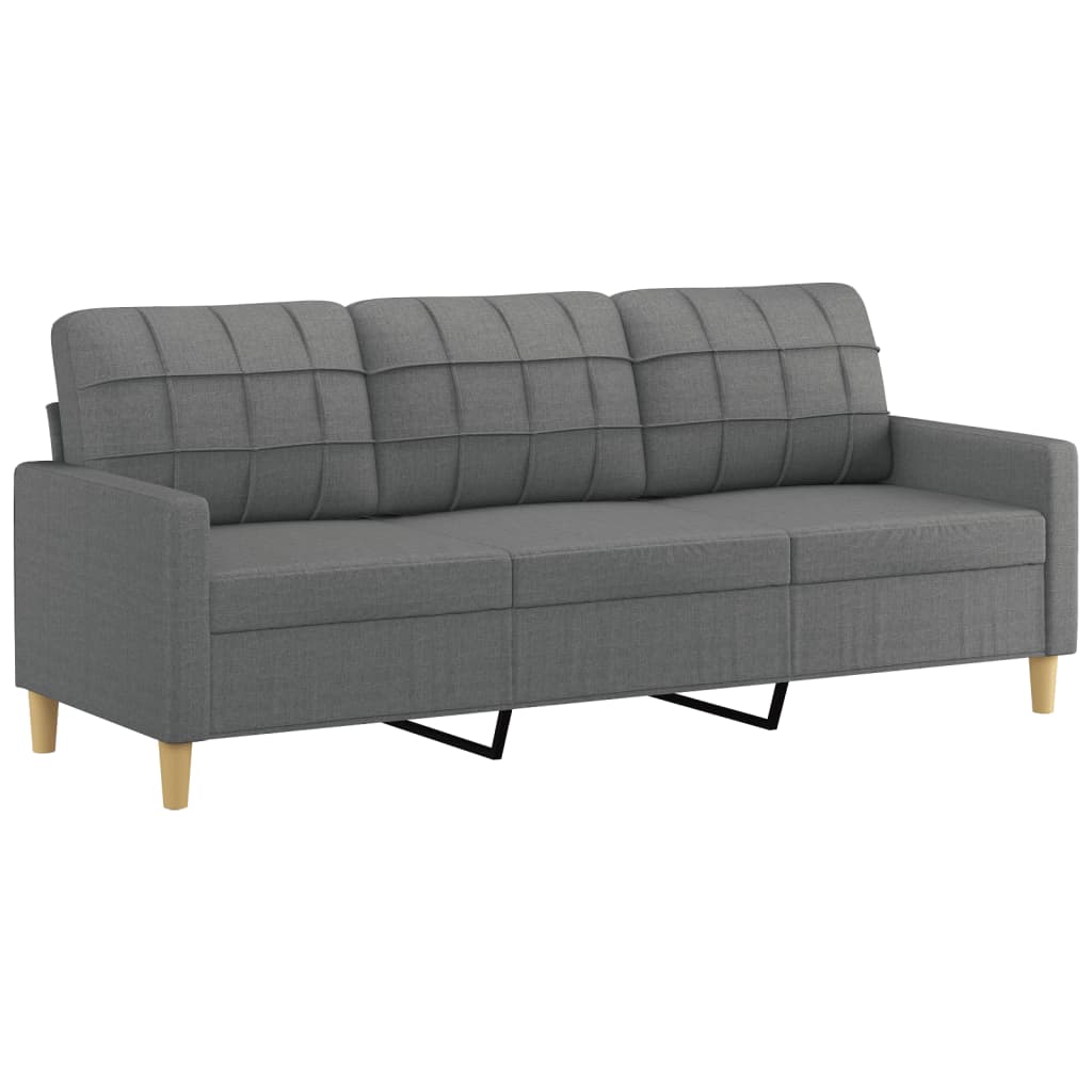 vidaXL 3 Piece Sofa Set with Pillows Dark Gray Fabric-2