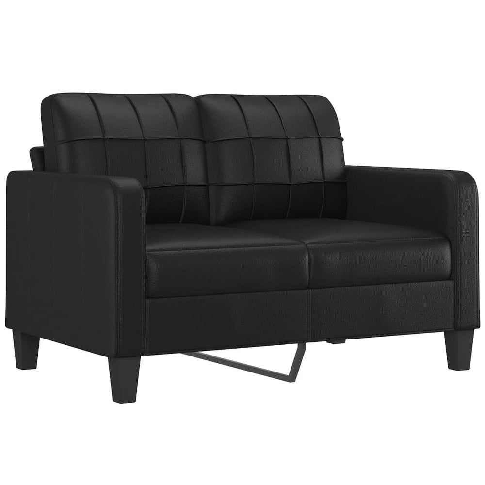 vidaXL 3 Piece Sofa Set with Pillows Black Faux Leather-1