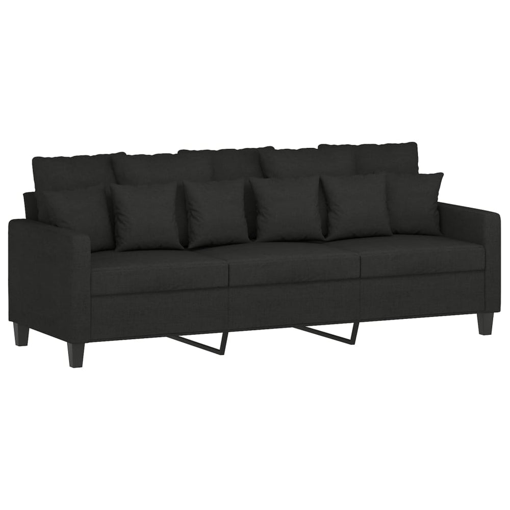 vidaXL 3 Piece Sofa Set with Pillows Black Fabric-1