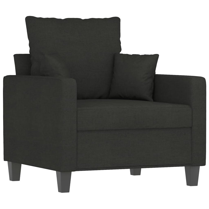 vidaXL 3 Piece Sofa Set with Pillows Black Fabric-2