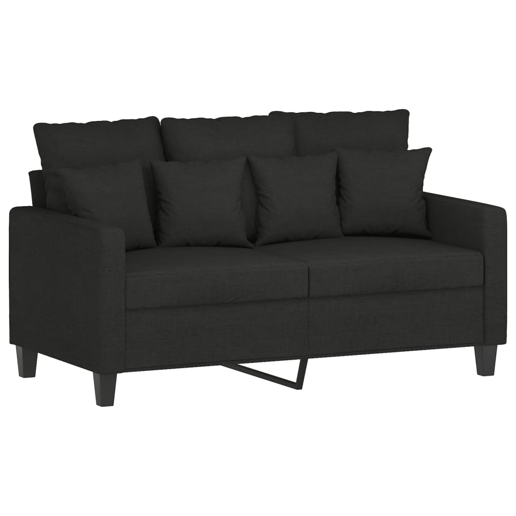 vidaXL 3 Piece Sofa Set with Pillows Black Fabric-3