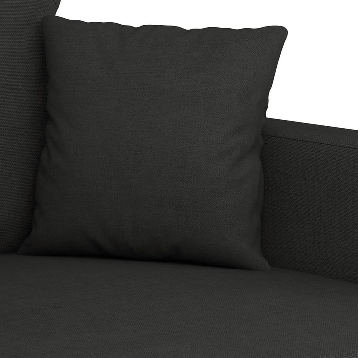 vidaXL 3 Piece Sofa Set with Pillows Black Fabric-4