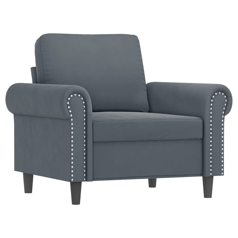 vidaXL 3 Piece Sofa Set with Pillows Dark Gray Velvet-1