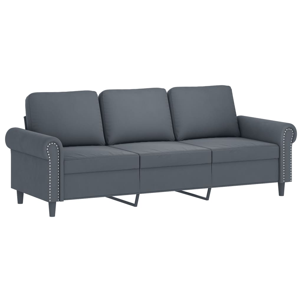 vidaXL 3 Piece Sofa Set with Pillows Dark Gray Velvet-3