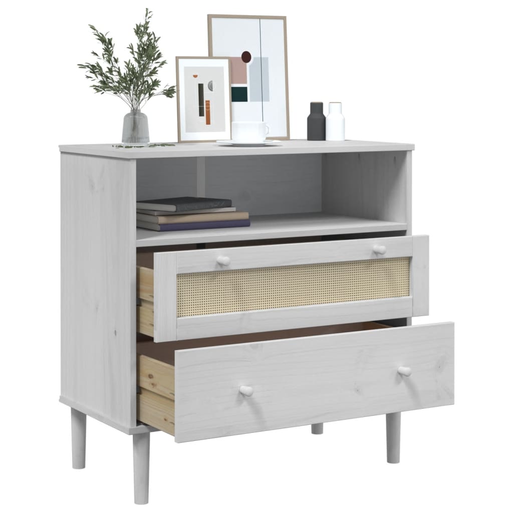 vidaXL Sideboard Buffet Storage Cabinet SENJA Rattan Look Solid Wood Pine-2