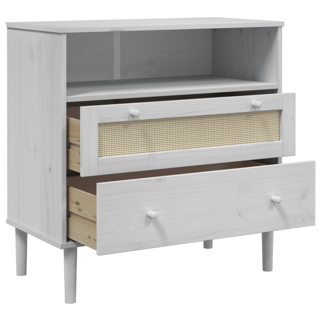 vidaXL Sideboard Buffet Storage Cabinet SENJA Rattan Look Solid Wood Pine-4