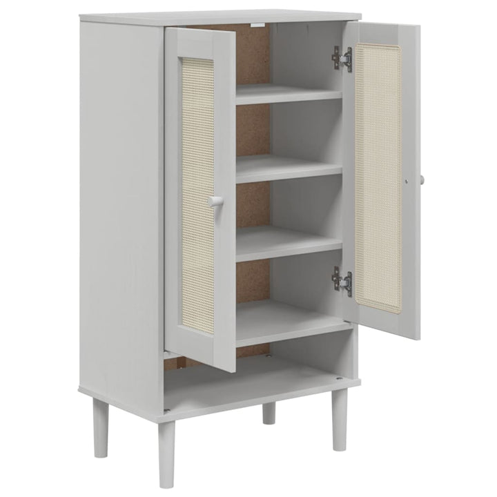 vidaXL Shoe Cabinet Accent Storage Organizer SENJA Rattan Look Solid Wood-3