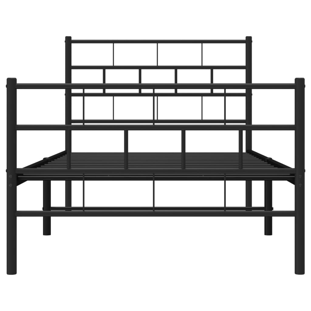 vidaXL Metal Bed Frame with Headboard and Footboard Black 39.4"x74.8" Twin-3