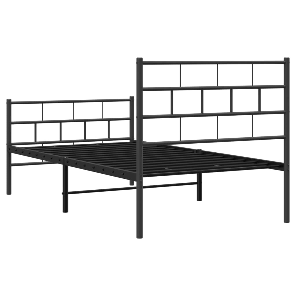vidaXL Metal Bed Frame with Headboard and Footboard Black 39.4"x74.8" Twin-5