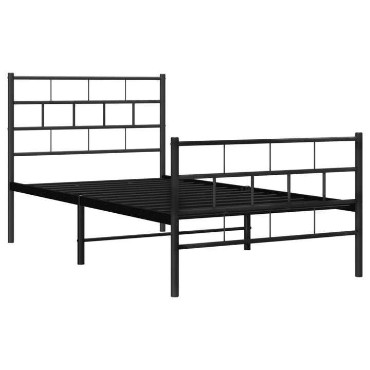 vidaXL Metal Bed Frame with Headboard and Footboard Black 39.4"x78.7"-2